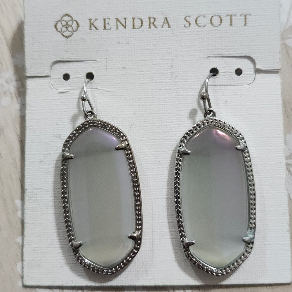 Kendra Scott Iridescent Slate Elle Silver Drop Earrings